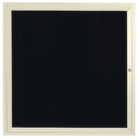 Aarco OADC3636IV 36" x 36" Enclosed Hinged Locking 1 Door Powder Coated Ivory Aluminum Outdoor Directory Board with Black Letter Board