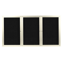 Aarco OADC4896-3IV 48" x 96" Enclosed Hinged Locking 3 Door Powder Coated Ivory Aluminum Outdoor Directory Board with Black Letter Board