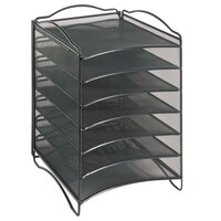 Safco 9431BL Onyx 10 1/4" x 12 3/4" x 15 1/4" Black 6 Section Mesh Desktop Organizer