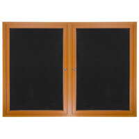 Aarco ADCO3660R 36" x 60" Enclosed Hinged Locking 2 Door Oak Finish Aluminum Indoor Directory Board with Felt Rear Panels