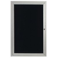 Aarco OADC4836 48" x 36" Enclosed Hinged Locking 1 Door Satin Anodized Finish Aluminum Outdoor Directory Board with Black Letter Board