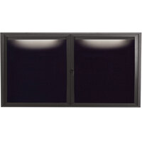 Aarco OADC3672IBA 36" x 72" Enclosed Hinged Locking 2 Door Bronze Anodized Aluminum Outdoor Lighted Message Center with Black Letter Board