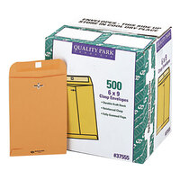 Quality Park 37555 #55 6" x 9" Brown Kraft Clasp / Gummed Seal File Envelope - 500/Case