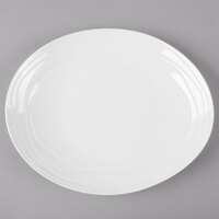 GET OP-1311-AW Magnolia 12 1/2" x 10 1/2" Ivory (American White) Melamine Oval Coupe Platter with Textured Rim   - 12/Case