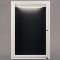 Aarco OADC3624IW 36" x 24" Enclosed Hinged Locking 1 Door Powder Coated White Aluminum Outdoor Lighted Message Center with Black Letter Board