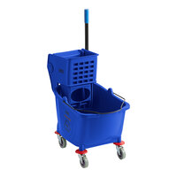 Lavex 35 Qt. Blue Mop Bucket & Side Press Wringer Combo