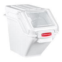Rubbermaid® FG9G5700WHT ProSave 6.3 Gallon / 100 Cup White Shelf Ingredient Storage Bin with Sliding Lid & Scoop
