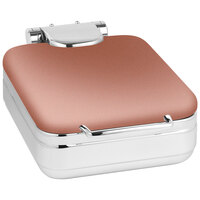 Eastern Tabletop 3997CP Jazz Rock 4 Qt. Square Copper Coated Stainless Steel Induction Chafer with Hinged Dome Cover