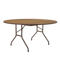 Correll 60" Round Medium Oak Light Duty Melamine Folding Table