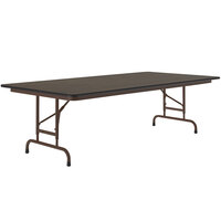 Correll 36" x 96" Walnut Light Duty Melamine Adjustable Height Folding Table