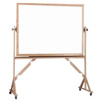 Aarco Reversible Free Standing White Melamine Markerboard / Natural Cork Board with Solid Oak Wood Frame