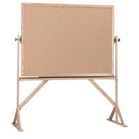 Aarco RBB4260 42" x 60" Reversible Free Standing Natural Cork Board with Solid Oak Wood Frame
