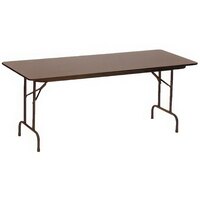 Correll 30" x 60" Walnut Solid High Pressure Heavy Duty Adjustable Height Folding Table with Plywood Core