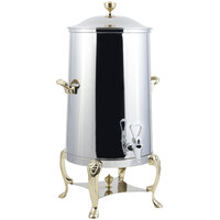 Bon Chef 48005-1-E Lion 5 Gallon Insulated Stainless Steel Electric Coffee Chafer Urn with Brass Trim