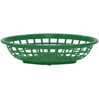 Tablecraft 1071FG 8" x 5 3/8" x 2" Forest Green Oval Side Order Plastic Basket - 12/Pack