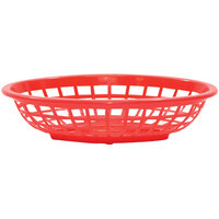 Tablecraft 1071R 8" x 5 3/8" x 2" Red Oval Side Order Plastic Basket - 12/Pack