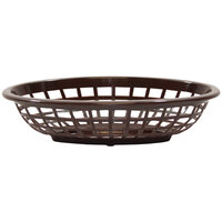 Tablecraft 1071BR 8" x 5 3/8" x 2" Brown Oval Side Order Plastic Basket - 12/Pack