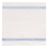 Hoffmaster FP1313 15 1/2" x 15 1/2" FashnPoint White/Blue Dishtowel Print Dinner Napkin - 250/Pack