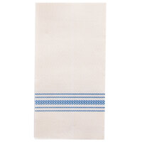 Hoffmaster FashnPoint FP1111 15 1/2" x 15 1/2" White/Blue Dishtowel Print Dinner Napkin - 100/Pack