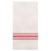 Hoffmaster FashnPoint FP1110 15 1/2" x 15 1/2" White/Red Dishtowel Print Dinner Napkin - 100/Pack