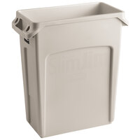 Rubbermaid 1971259 Beige 64 Qt. / 16 Gallon Slim Jim Rectangular Trash Can