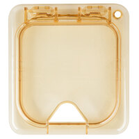 Carlisle 10519Z13 StorPlus EZ Access 1/6 Size Amber High Heat Hinged Lid with One Notch