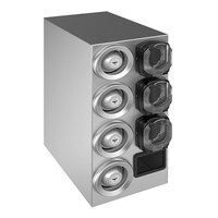 Vollrath K58843 Stainless Steel 4-Slot 8 - 44 oz. Countertop Cup Dispenser Cabinet with 3 LidSaver® 3 Dispensers and 1 Straw Pocket