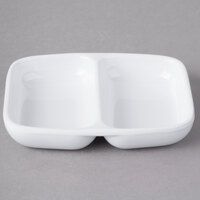 Thunder Group 1102TW Imperial 2 oz. White Melamine Twin Sauce Dish - 12/Pack