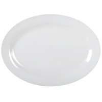 Thunder Group 2012TW Imperial 12" x 8 5/8" White Oval Mid Rim Melamine Platter - 12/Pack