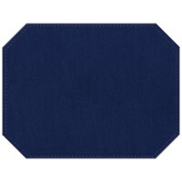 H. Risch Inc. PLACEMATDXOCT-IRIBLUE Iridescent 16" x 12" Blue Premium Sewn Faux Leather Octagon Placemat - 12/Pack