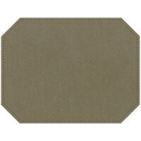 H. Risch Inc. PLACEMATDXOCT-IRITAUPE Iridescent 16" x 12" Taupe Premium Sewn Faux Leather Octagon Placemat - 12/Pack