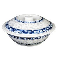 Thunder Group 8011DL Blue Dragon 2.5 Qt. Round Melamine Serving Bowl with Lid - 11"