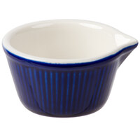 Tuxton B2X-0408 4 oz. Cobalt / Eggshell Fluted China Ramekin with Spout - 48/Case