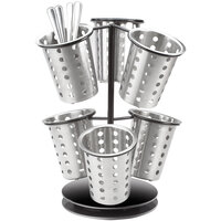 Cal-Mil 1227-13 Iron Black 6-Cylinder Revolving Caddy Flatware / Condiment Display