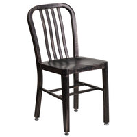 Flash Furniture CH-61200-18-BQ-GG Black-Antique Gold Metal Outdoor Side Chair