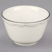 CAC 7.25 oz. Ivory Scalloped Edge China Bouillon Bowl with Black Band - 36/Case