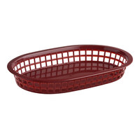 Choice 11" x 7" x 1 1/2" Brown Oval Plastic Fast Food Basket - 12/Pack