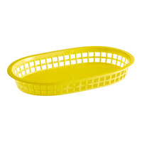 Choice 11" x 7" x 1 1/2" Yellow Oval Plastic Fast Food Basket - 12/Pack