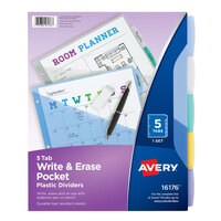 Avery® 16176 Big Tab 5-Tab Multi-Color Write-On Plastic Pocketed Dividers