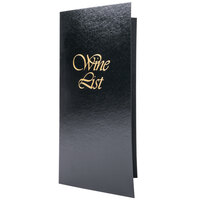 Menu Solutions L702C 5 1/2" x 11" Black Wine List Cover