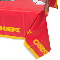 Creative Converting Kansas City Chiefs 54" x 102" Plastic Table Cover - 12/Case