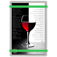 Menu Solutions ALSIN58-RB Alumitique 5 1/2" x 8 1/2" Customizable Brushed Aluminum Menu Board with Green Bands