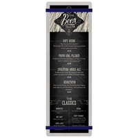 Menu Solutions ALSIN44-RB Alumitique 4 1/4" x 14" Customizable Brushed Aluminum Menu Board with Navy Bands