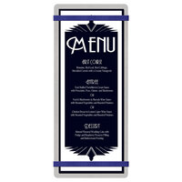 Menu Solutions ALSIN41-RB Alumitique 4 1/4" x 11" Customizable Brushed Aluminum Menu Board with Navy Bands