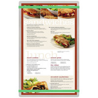 Menu Solutions ALSIN814-RB Alumitique 8 1/2" x 14" Customizable Brushed Aluminum Menu Board with Green Bands