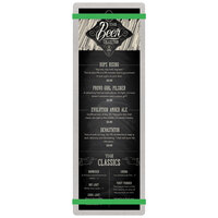 Menu Solutions ALSIN44-RB Alumitique 4 1/4" x 14" Customizable Brushed Aluminum Menu Board with Green Bands