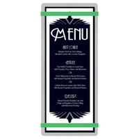 Menu Solutions ALSIN41-RB Alumitique 4 1/4" x 11" Customizable Brushed Aluminum Menu Board with Green Bands