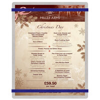 Menu Solutions ALSIN811-RB Alumitique 8 1/2" x 11" Customizable Brushed Aluminum Menu Board with Navy Bands