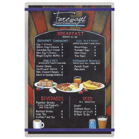 Menu Solutions ALSIN17-RB Alumitique 11" x 17" Customizable Brushed Aluminum Menu Board with Navy Bands