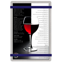 Menu Solutions ALSIN58-RB Alumitique 5 1/2" x 8 1/2" Customizable Brushed Aluminum Menu Board with Navy Bands